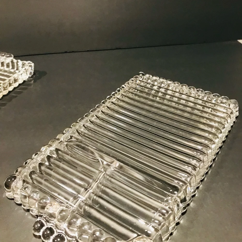 Vintage 1940’s Hazel Atlas Entertaining Snack, Sip & Smoke Set of 2 Antique Tray